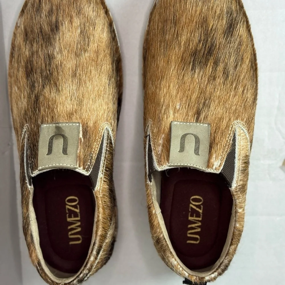 UWEZO Brown Cowhide Slip-On Shoes Size 9.5